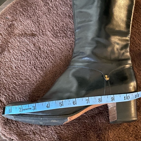 VINTAGE Ferragamo knee high black leather boots - size 9.5/10 - Picture 16 of 17